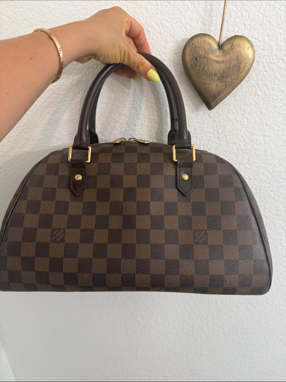 Louis Vuitton Brown Check Pattern Women's Satchel Handbag